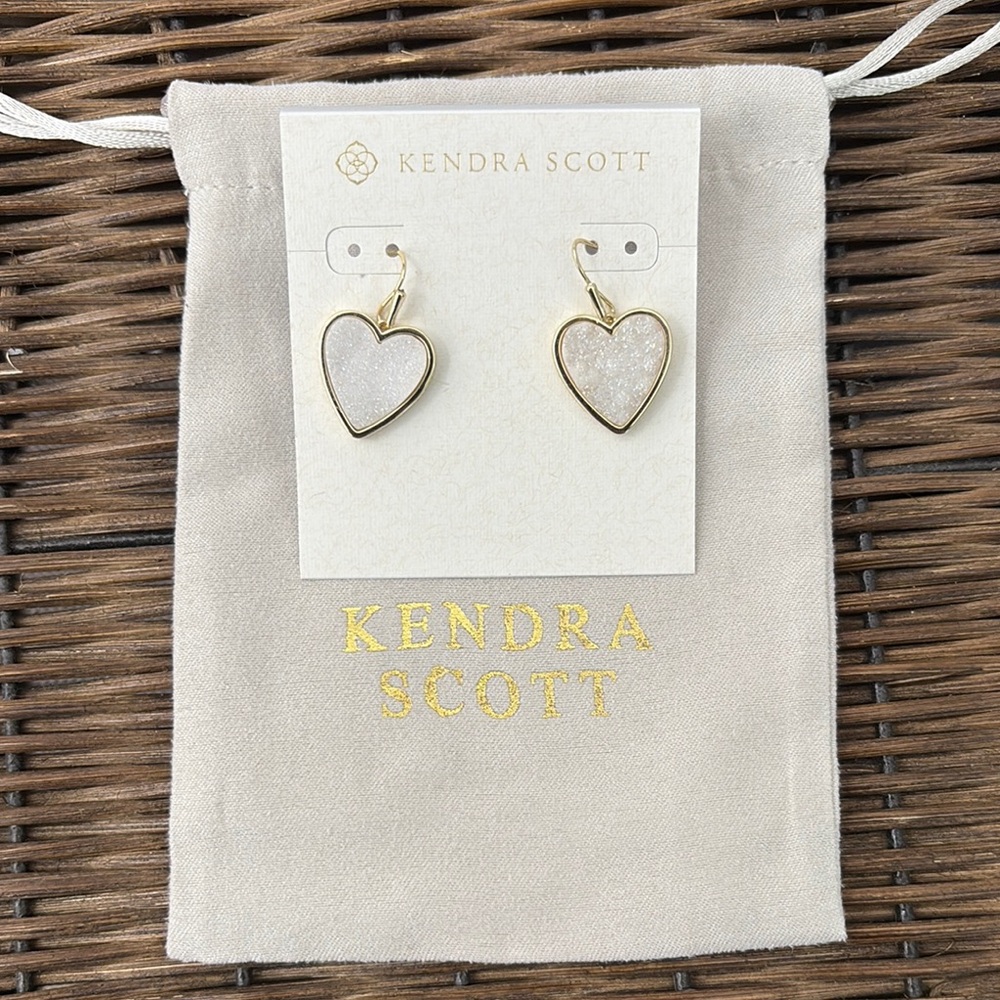 Kendra Scott Iridescent Drust Gold  Heart Earrings